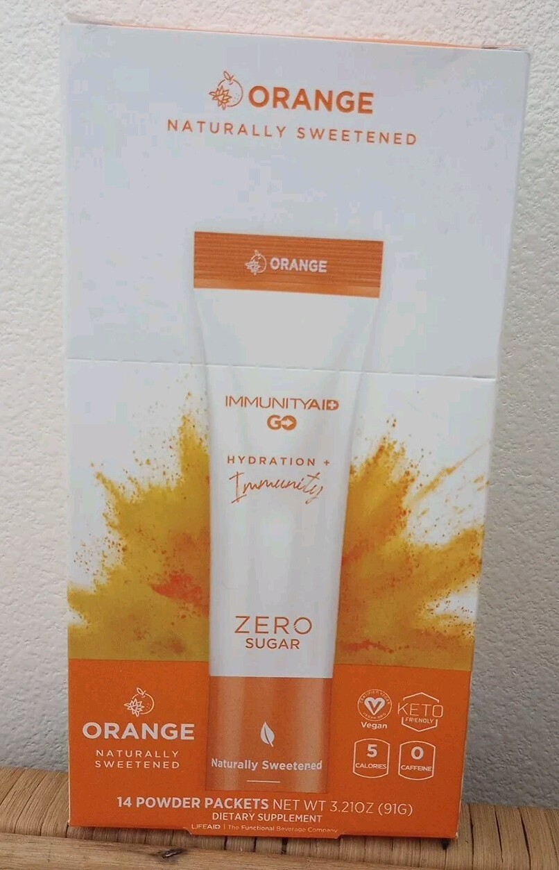LIFEAID IMMUNITY Hydration Sugar Free 14 Servings 1box Orange Powder Drink Mix