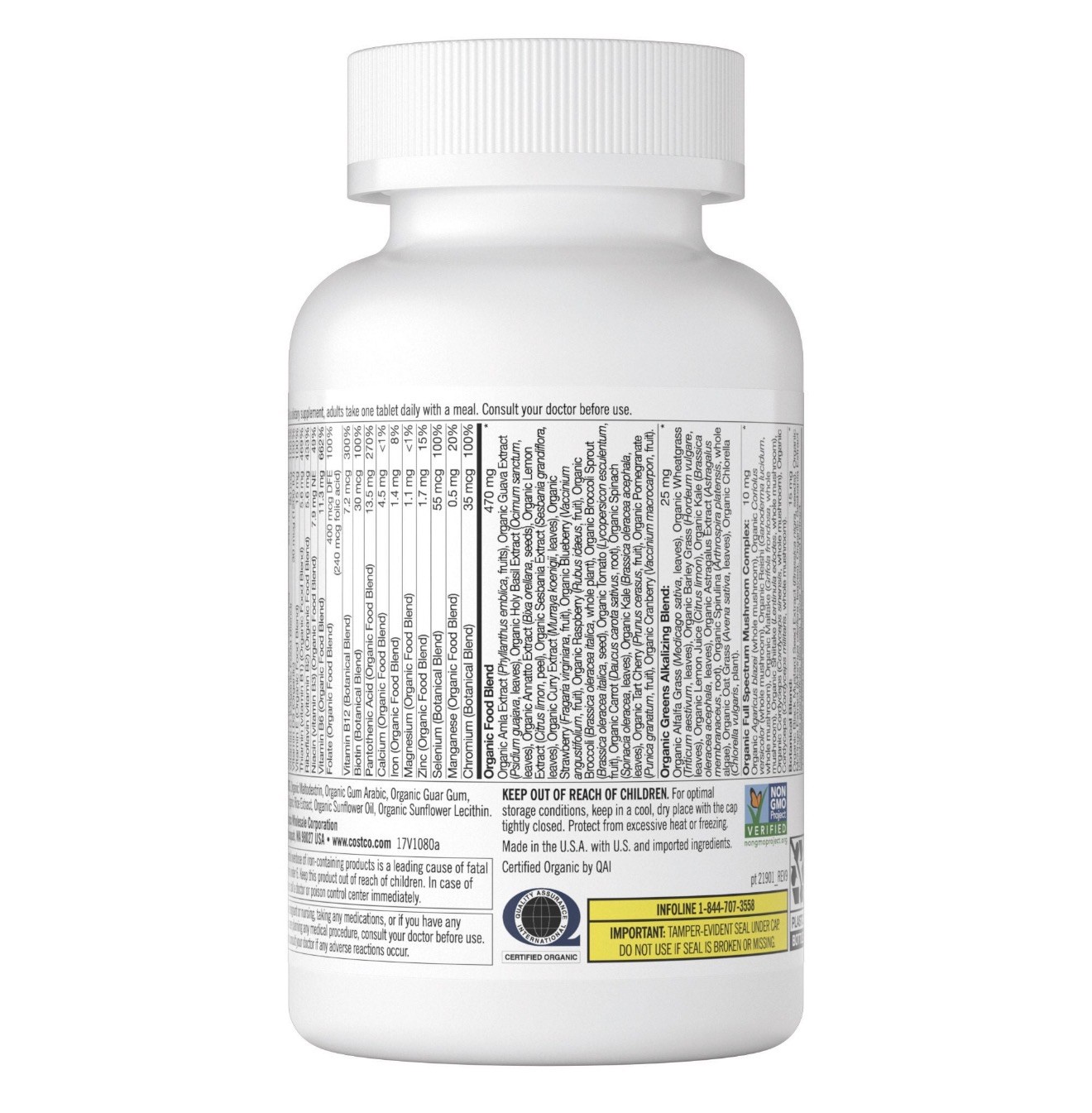 Kirkland Signature USDA Organic Multivitamin, 80 Coated Tablets