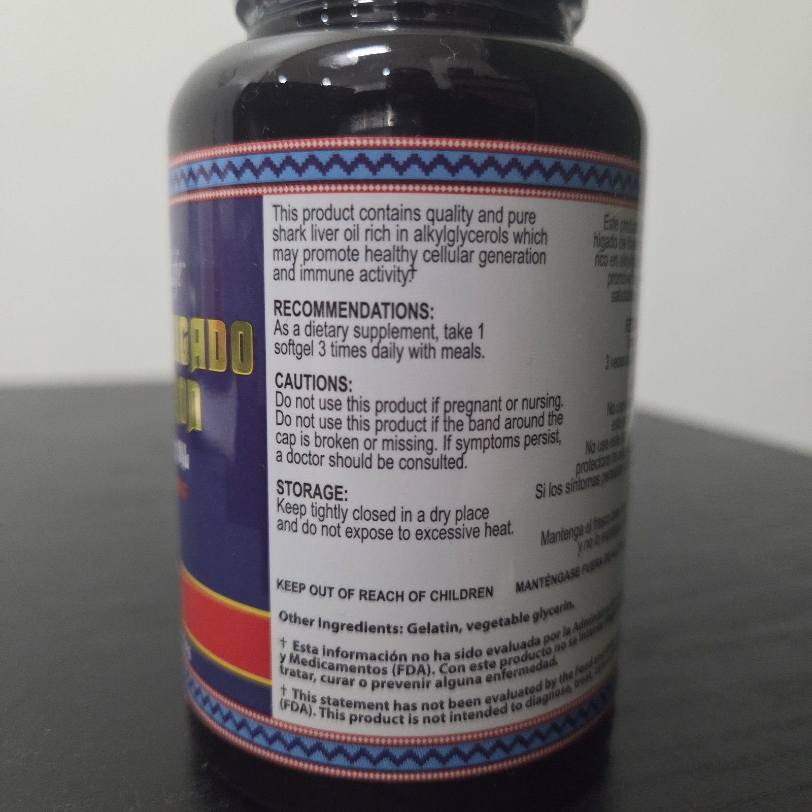 Shark Liver Oil Aceite de Higado de Tiburon 500mg 100 Gel Caps