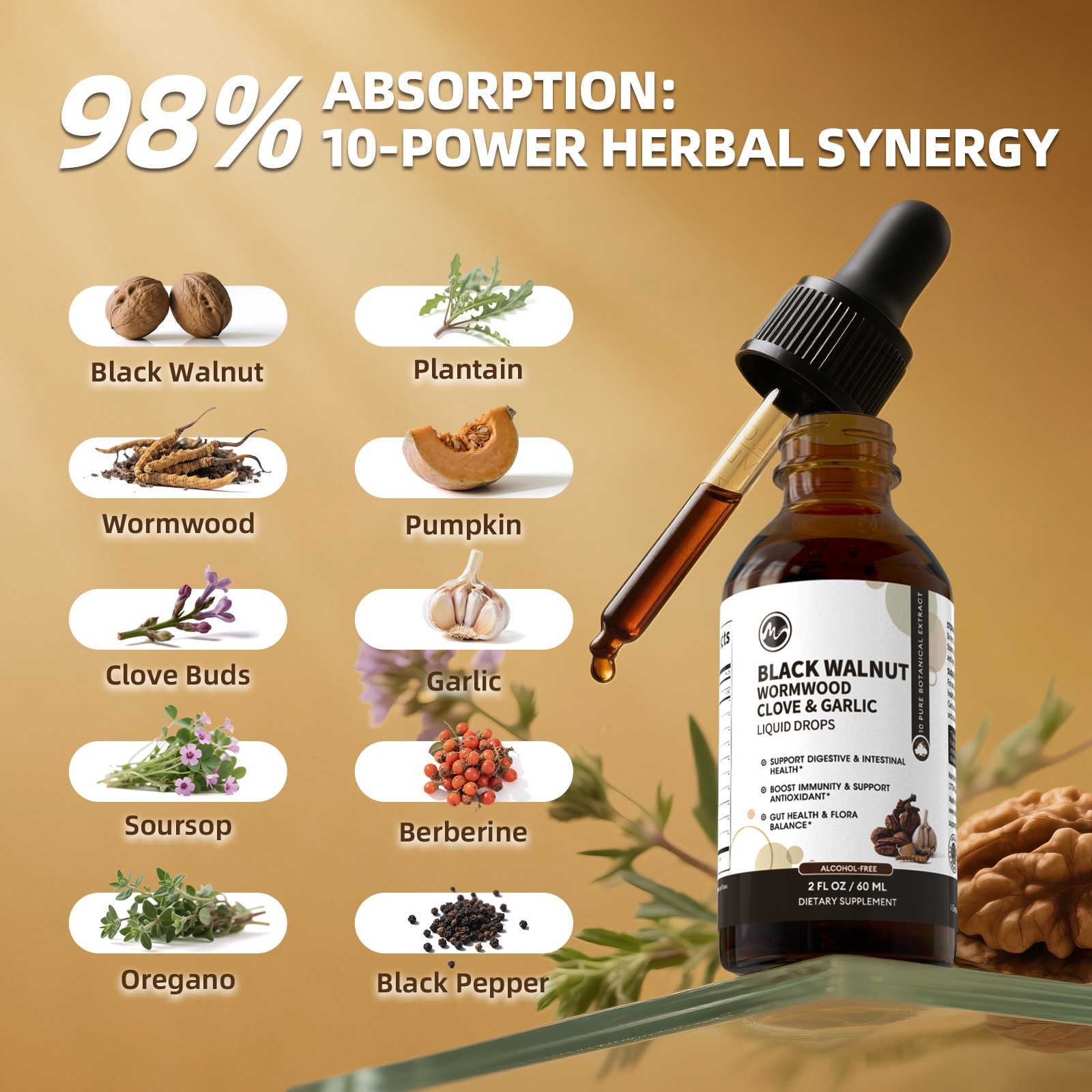 180ml Parasite Cleanse Tincture/Extract-Wormwood, Black Walnut Hull, Clove