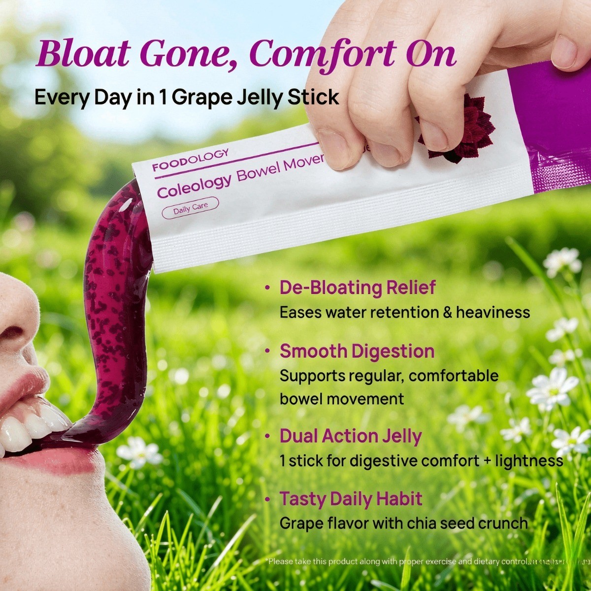 FOODOLOGY Coleology – Grape Jelly Sticks for Bloating & Digestive Comfort