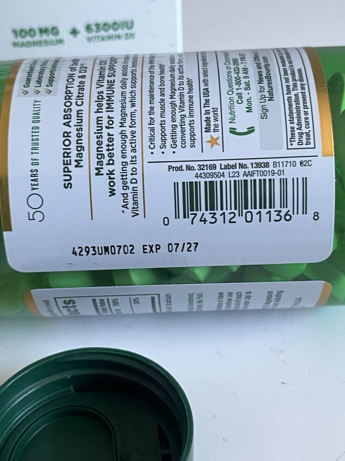 2 Nature’s Bounty Advanced Magnesium Citrate + D3 90 Tablets Ea. EXP 07/2027