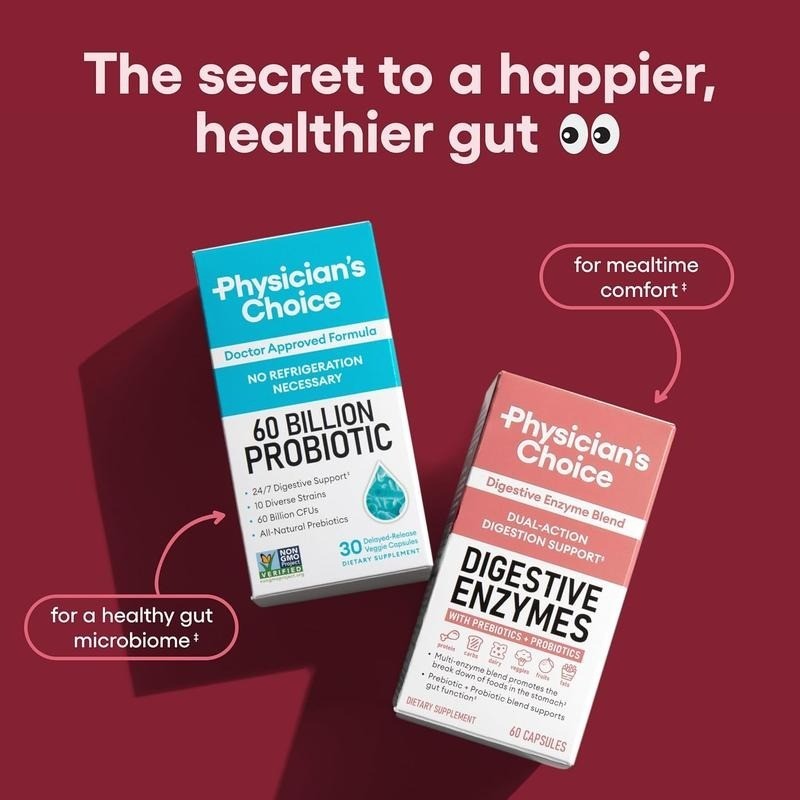 Digestive Enzymes with Prebiotics Probiotics Bromelain Gut Health Bloating Relie