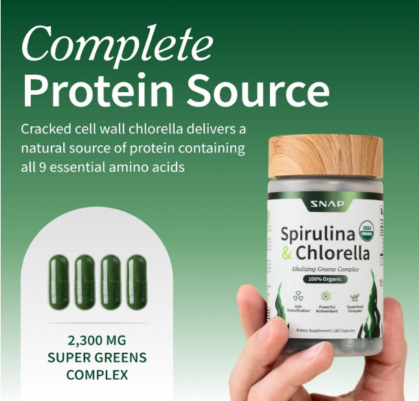 Spirulina Chlorella Green Superfood Supplement Plant Based Vegan Energy Support