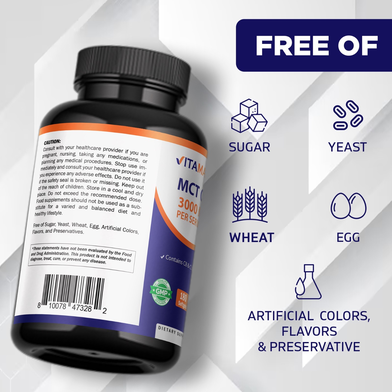 Vitamatic MCT Oil 3000 mg per Serving – 180 Softgels