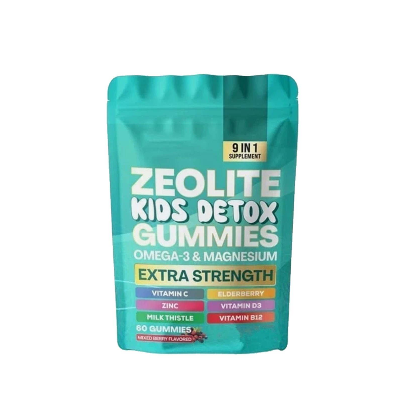Detox Gummies Kids All-in-One Mixed Berry Flavored Zeolite 60 Gummies NEW