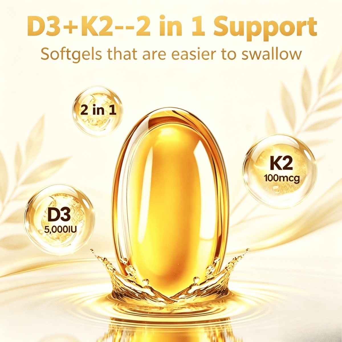 DEAL SUPPLEMENT Vitamin D3 K2 5000IU Softgel, 2-1 Complex, 250 Count NEW