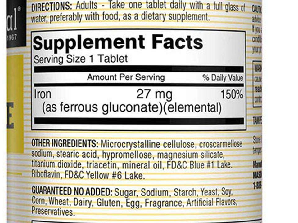Pack 2X 100 Tablets FERROUS Gluconate Highly absorbable iron 27mg help red Blood