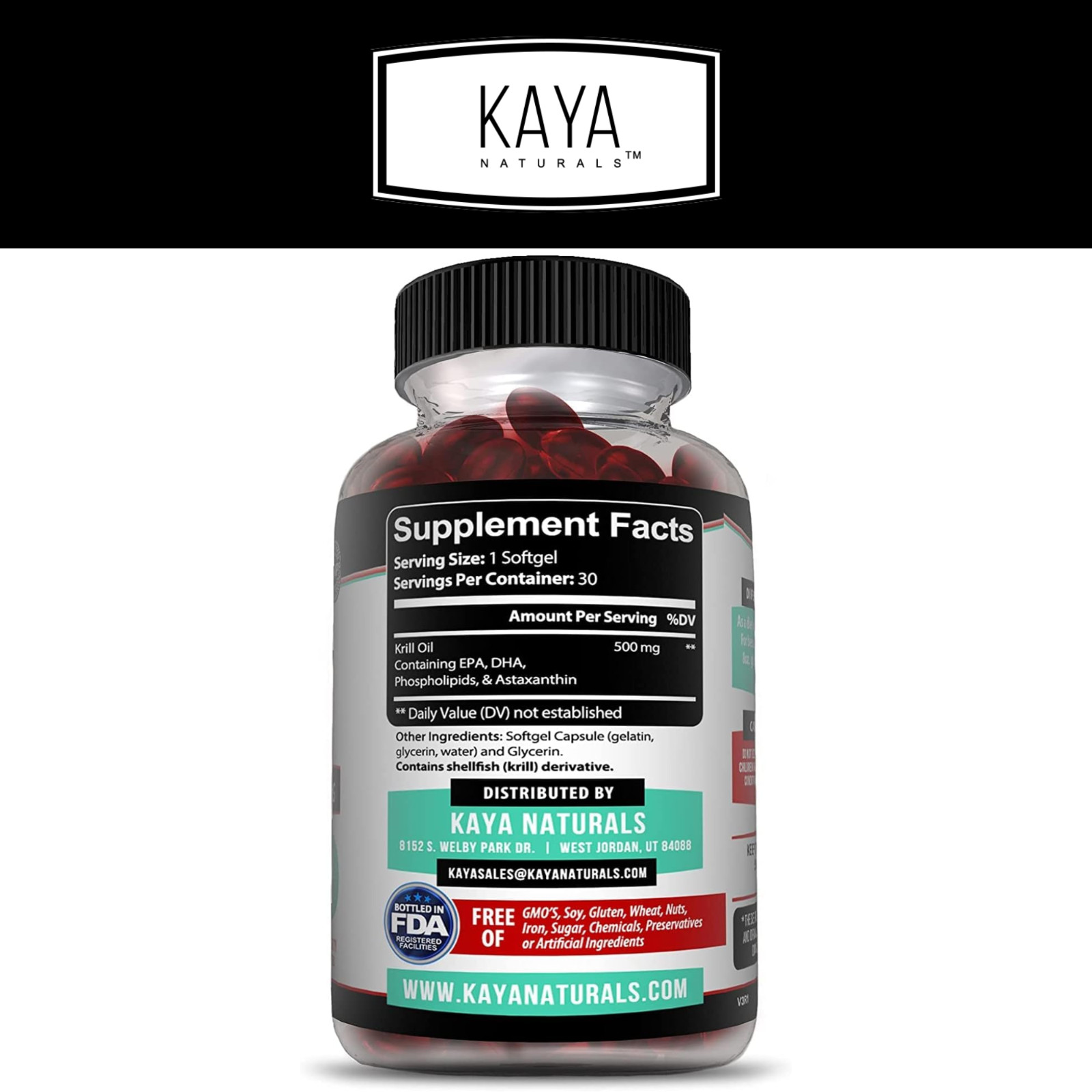 Krill Oil 500 mg With Omega-3, EPA, DHA, and Astaxanthin Supplement