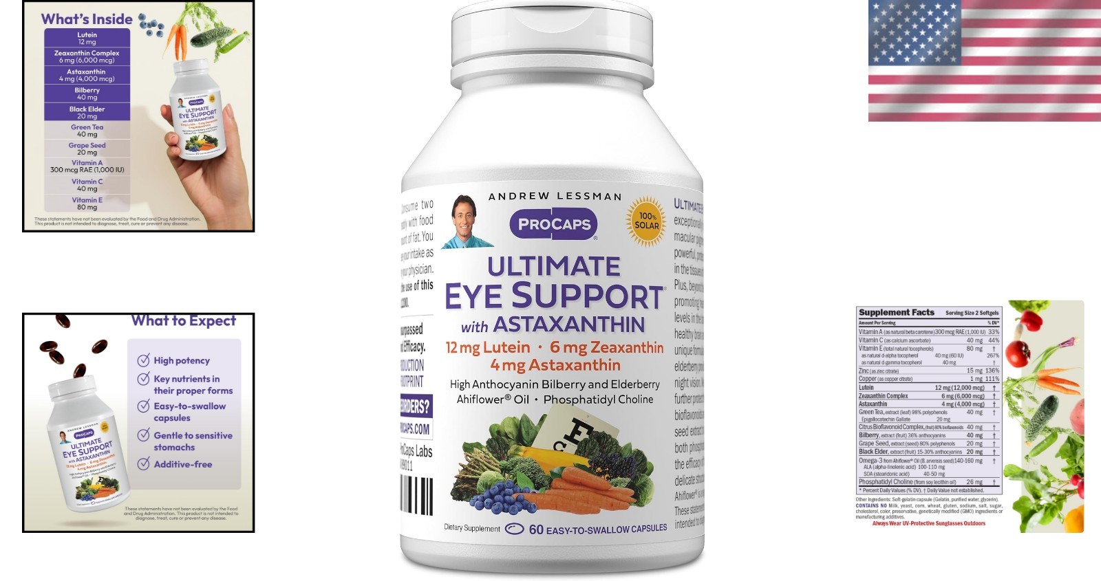 Ultimate Eye Support Softgels: 60 Count with Lutein, Zeaxanthin & Astaxanthin
