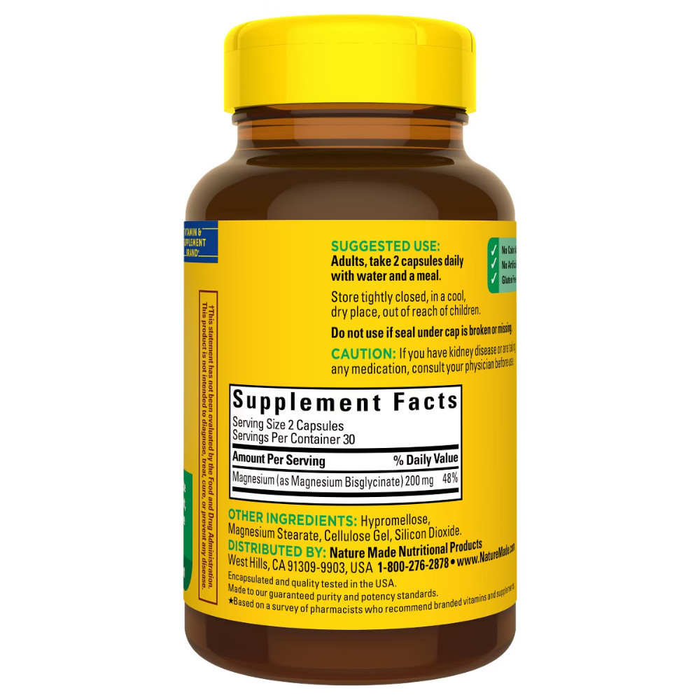 Nature Made High Absorption Magnesium Glycinate 200 mg – 60ct