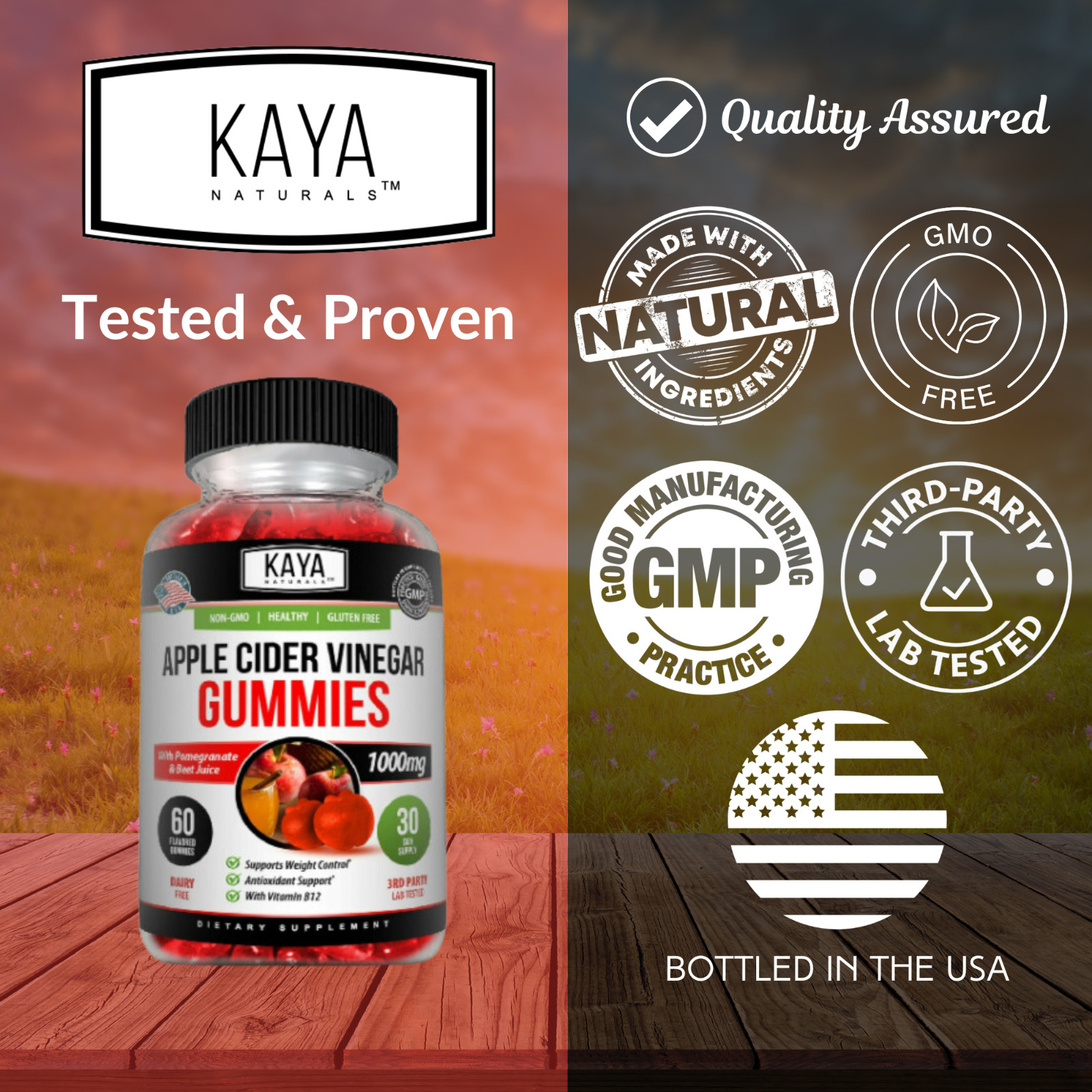 Apple Cider Vinegar Gummies 1000mg for Weight Loss & Cleanse – Compare to Goli