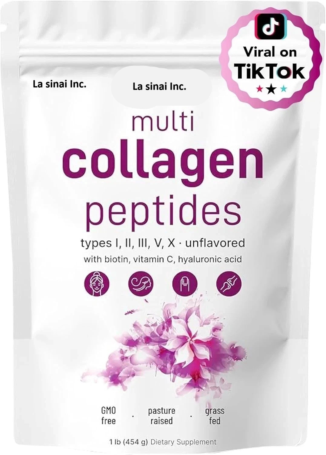 Multi I, II, X Type V, Collagen Peptides Powder–Hydrolyzed III, Protein with 2LB