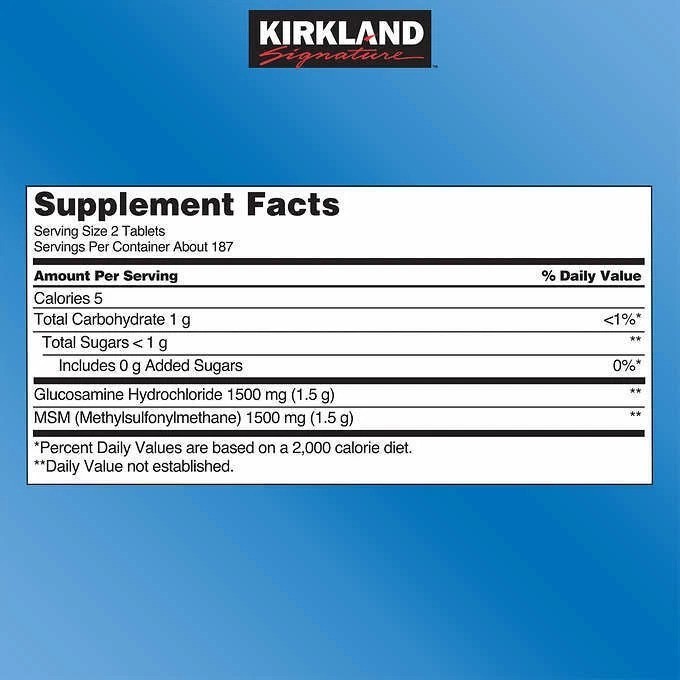 Kirkland Glucosamine with MSM, 375 Tablets-fresh long expiry