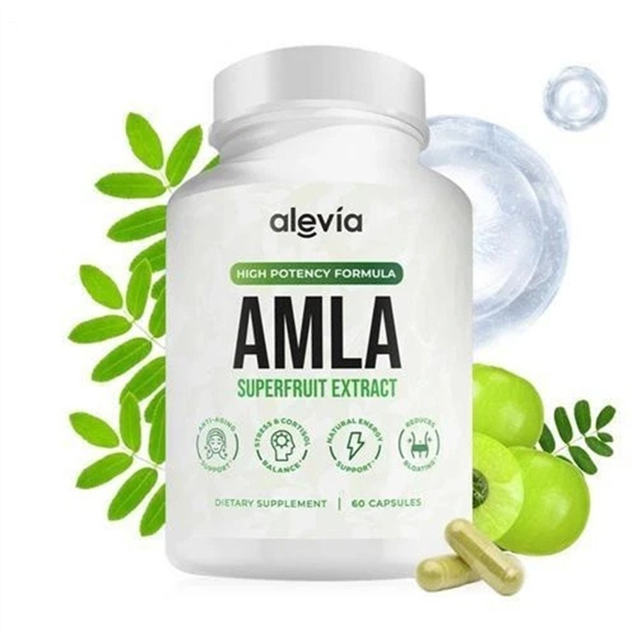 Alevia Organic Amla Capsules 1000mg Indian Gooseberry Antioxidant Supplement 60c