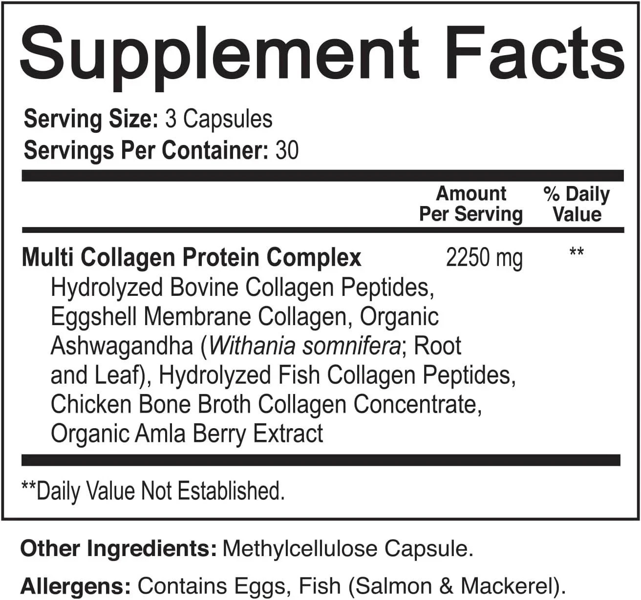 Multi Collagen Peptides Supplement 2250Mg with Types I II III V X