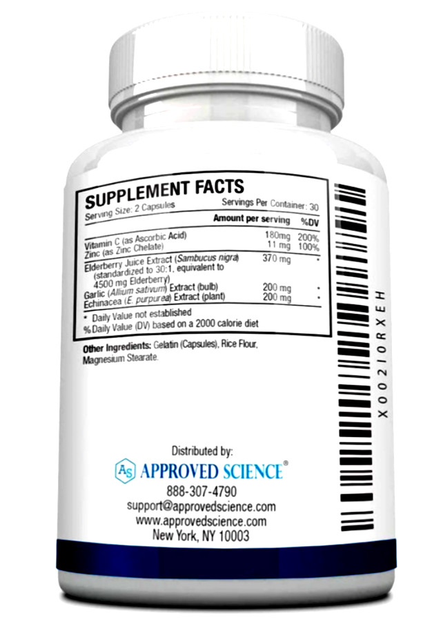 Approved Science Immune Booster Echinacea Elderberry 60 caps * SEALED Exp 12/24