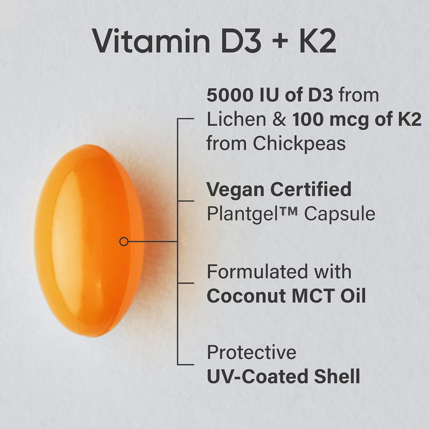 Sports Research Vitamin D3 K2 Plant Based 5000iu 120ct