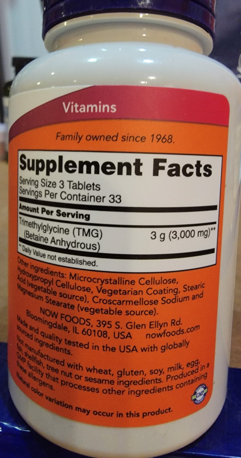 Now TMG Betaine 1,000 mg Tablets for Liver Support 100 Tablets