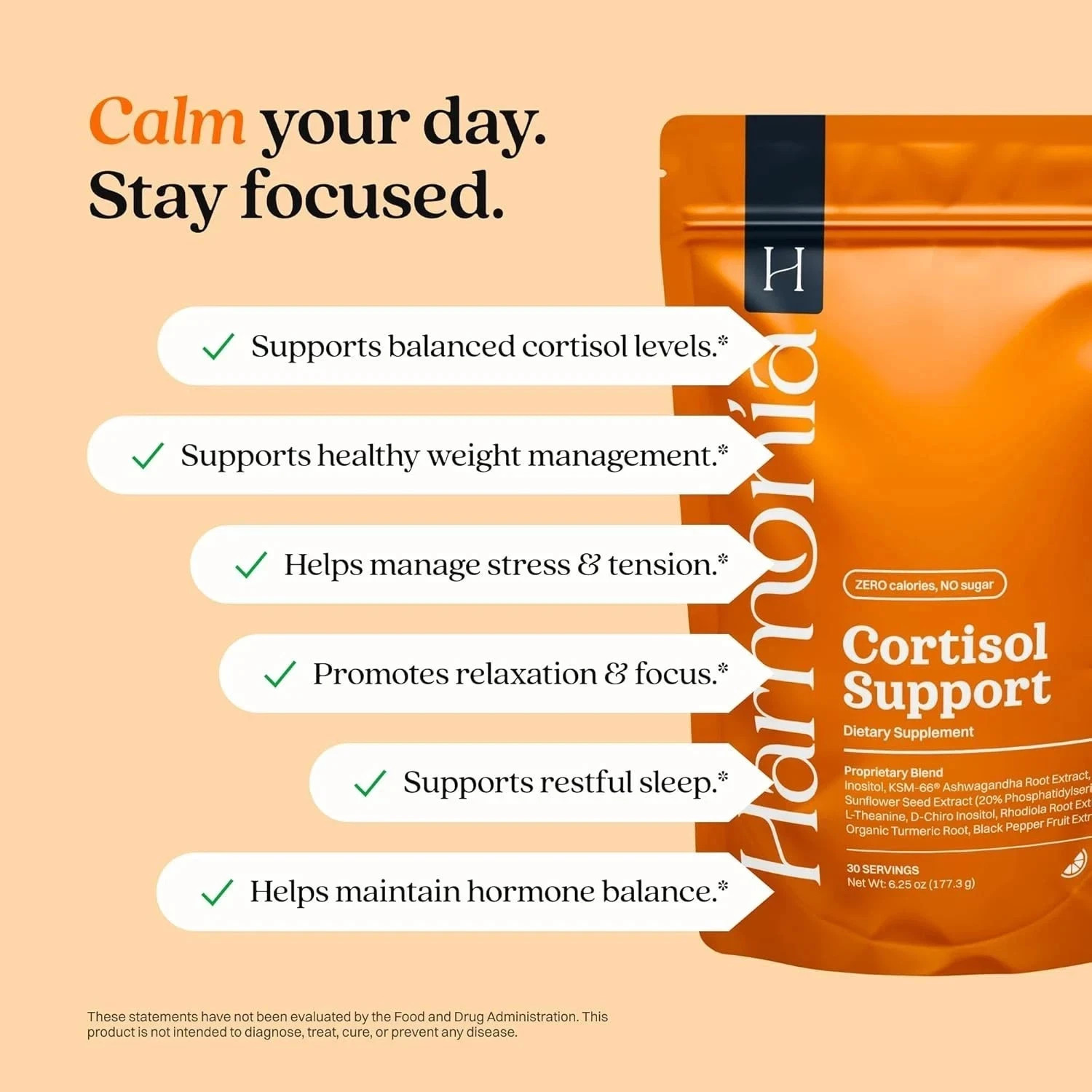 Harmonia Cortisol Cocktail | Cortisol Supplements for Women Men (Free Delivery)