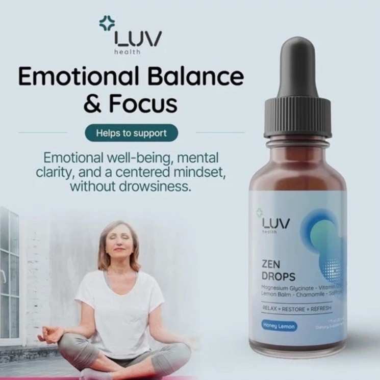 (5 Pack) LUV Zen Drops Stress Support with Magnesium Glycinate and Lemon [USA]