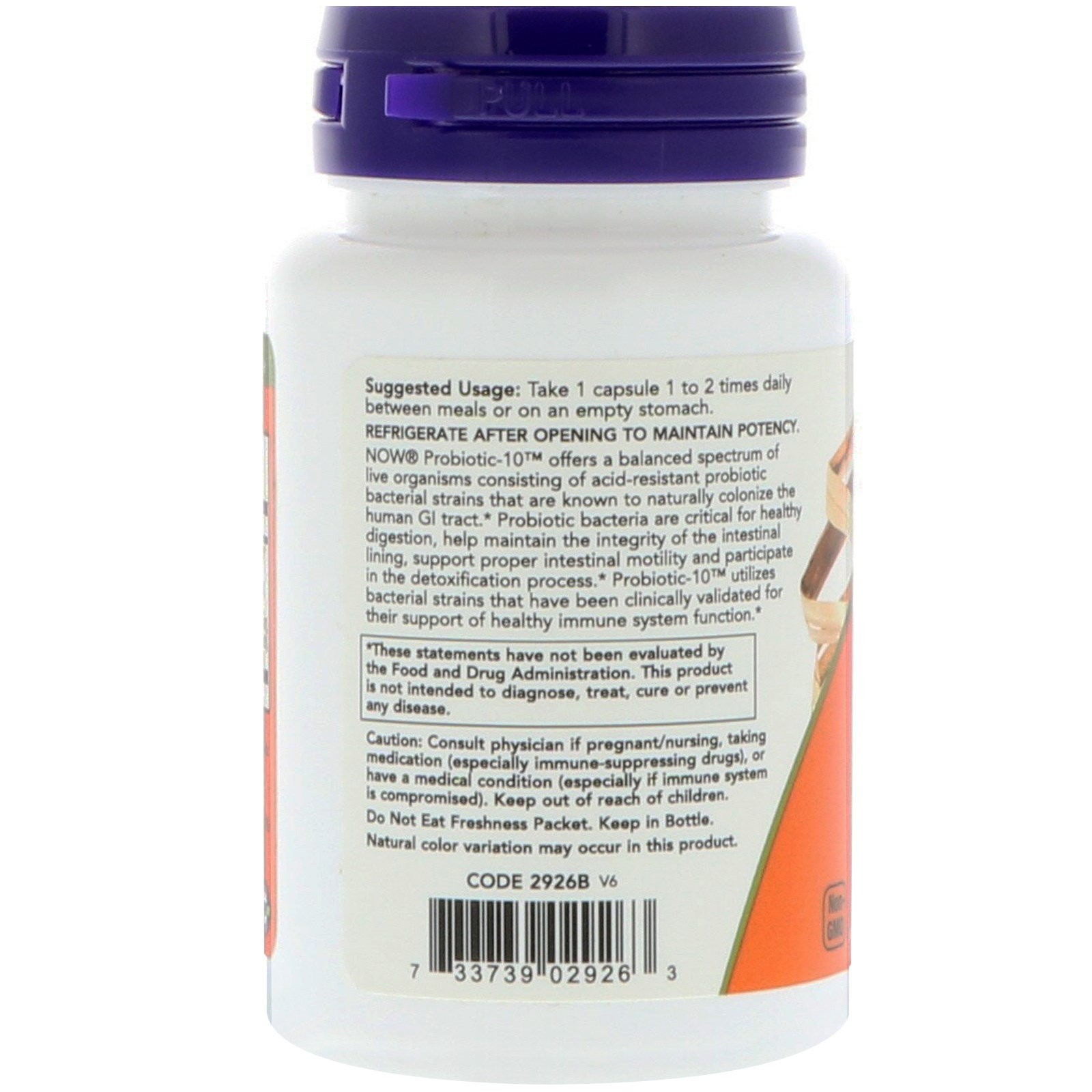 Now Foods Probiotic-10 25 Billion 50 Veg Capsules GMP Quality Assured, Kosher ,