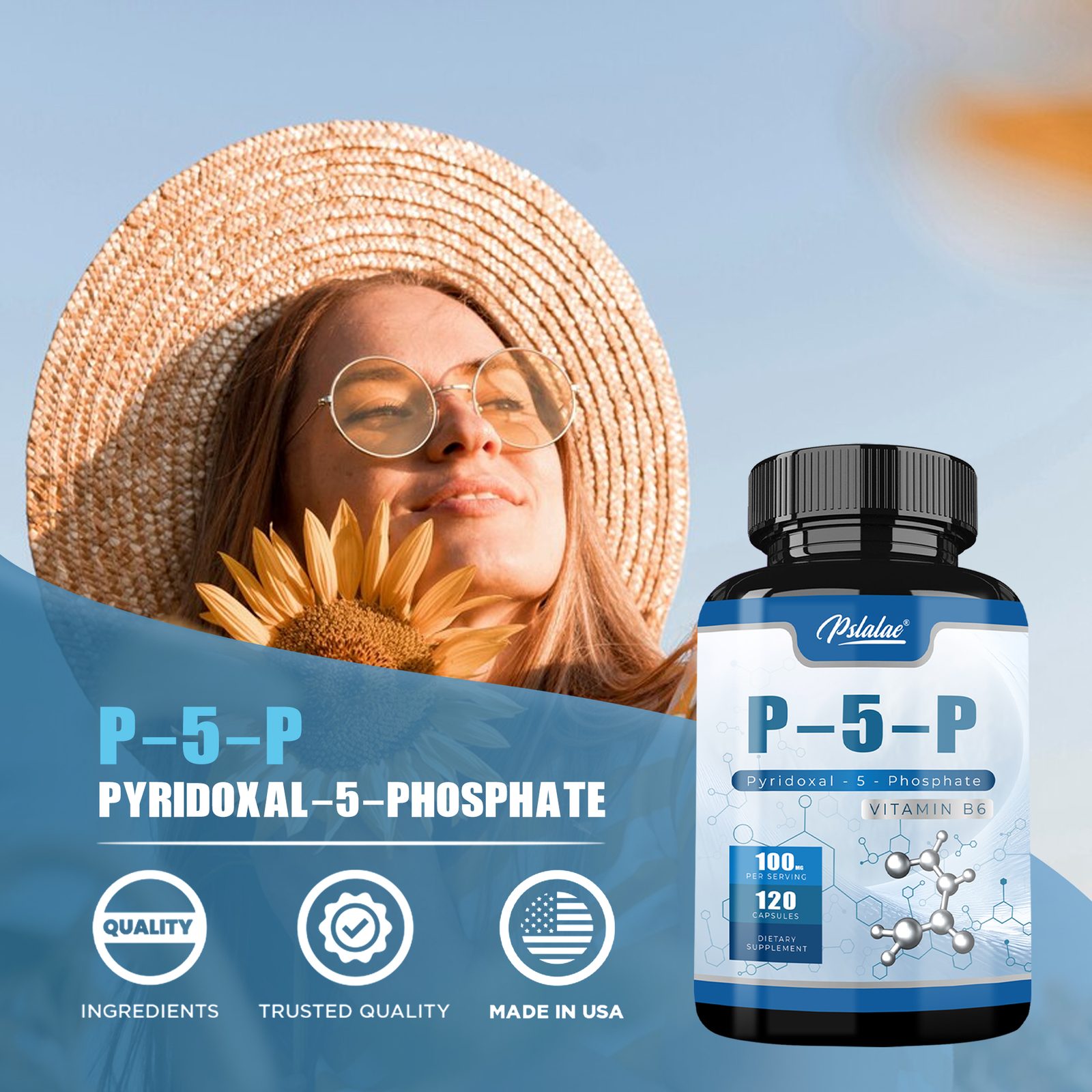 P-5-P Capsules 100mg – Vitamin B6 Supplement, PMS & Fatigue, for Inflammatory