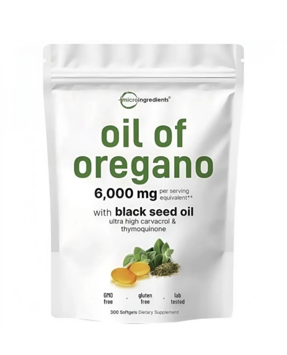 2 in 1 Oil of Oregano & Black Seed Softgels Count,Immune Support,with Carvacrol
