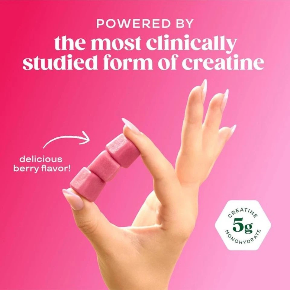 Bloom Sugar Free Creatine Gummies 10g Monohydrate for Strength,Berry,72 Gummies
