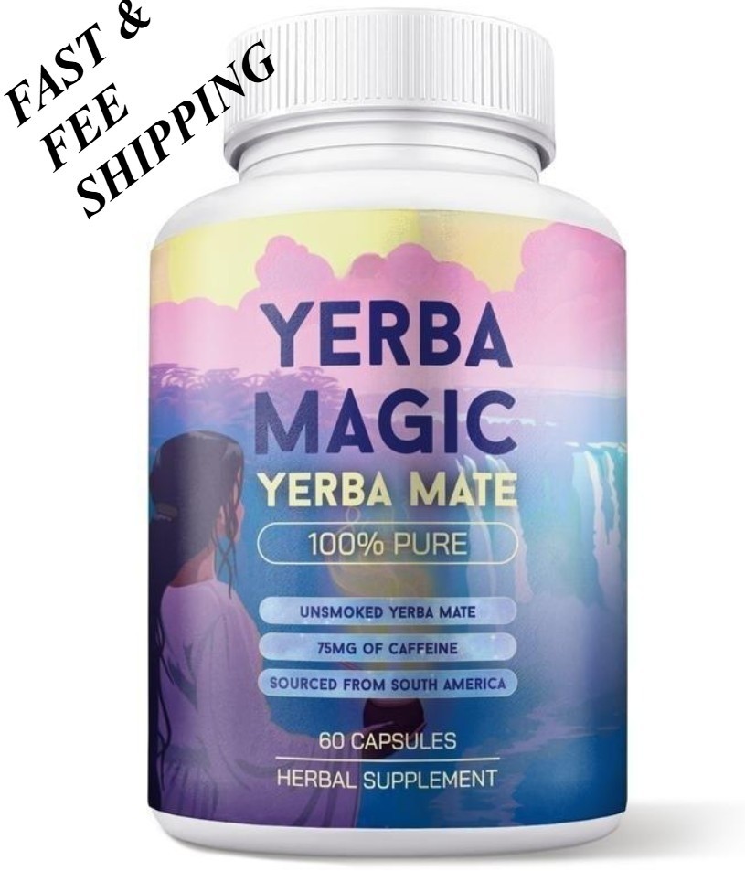 2BOTTLES-Brainista Yerba Magic:100%Pure Unsmoked Yerba Mate,75mg Caffeine,60Caps