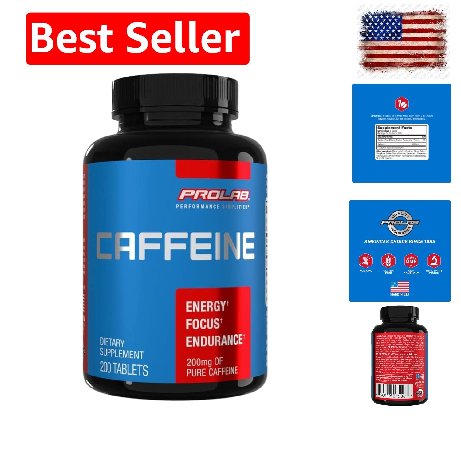 Caffeine 200mg, Energy, Focus & Endurance, Pre-Workout 200 Count