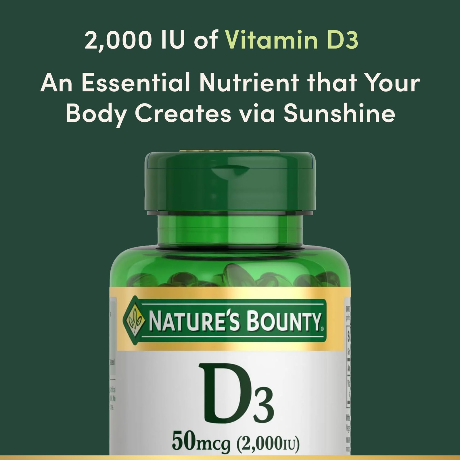Nature’s Bounty Vitamin D3 2000 IU | Supports Immune 350 Count (Pack of 1)