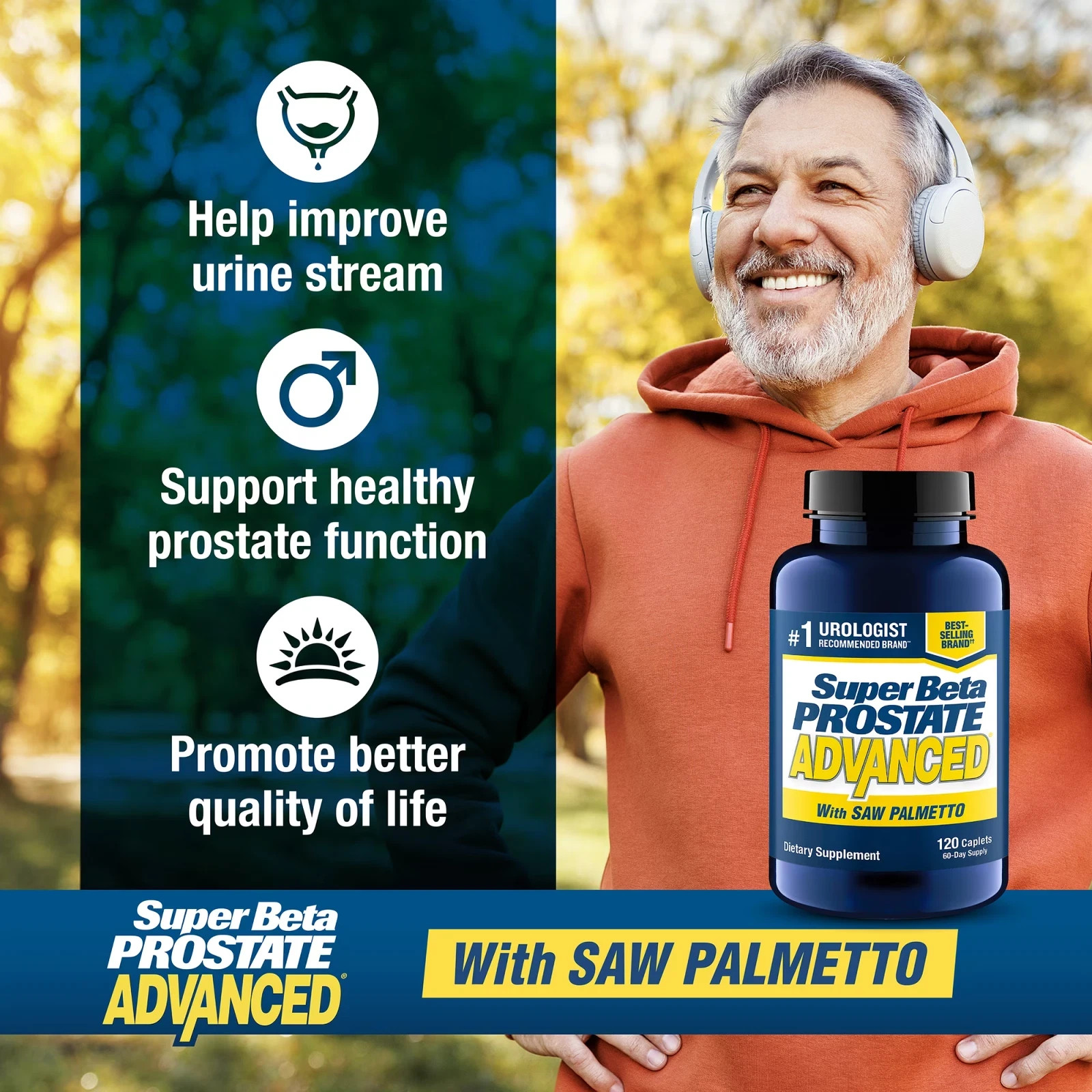 Super Beta Prostate Advanced with Saw Palmetto 120 Capsules Free Shipping