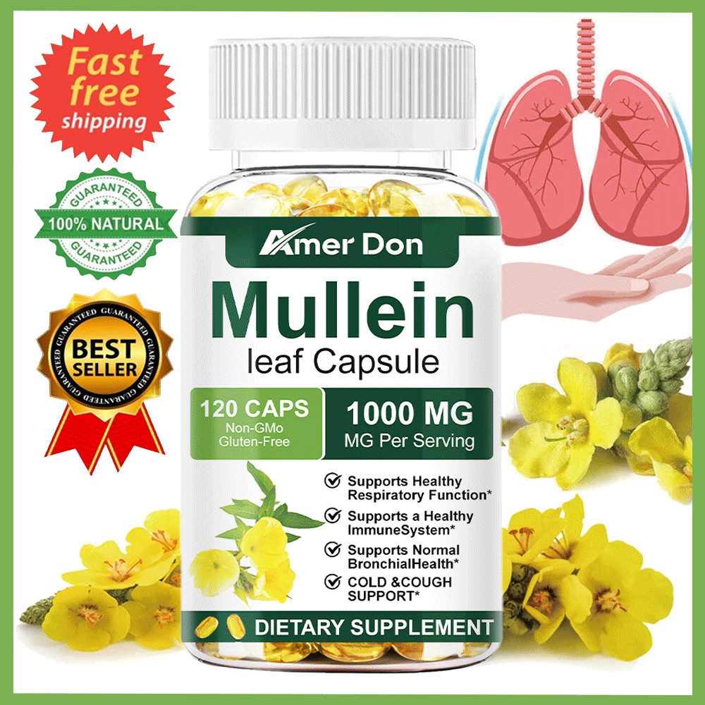 Mullein Leaf Capsules – Lung Cleanse & Cough Relief,Respiratory Health,Detox