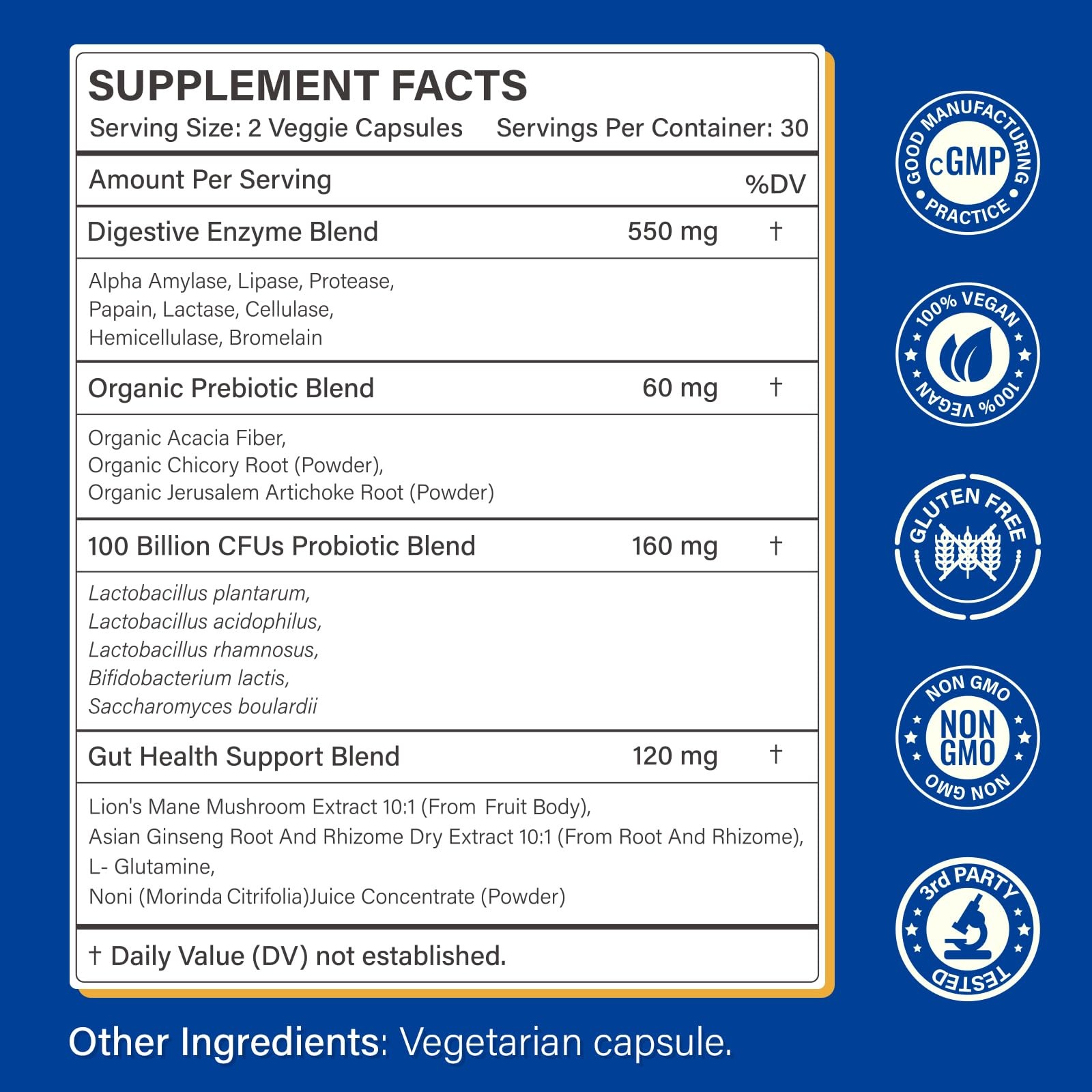 Digestive Enzymes Supplement with 100 Billion CFU 60 Count (Pack of 2)