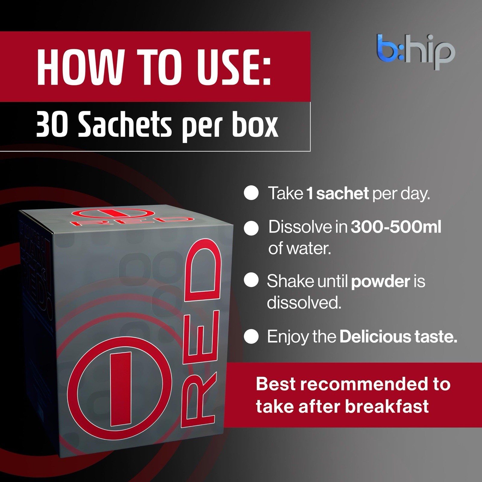 b:fit RED For Men Powdered Supplement 30 Stick Packs Vitamins Minerals