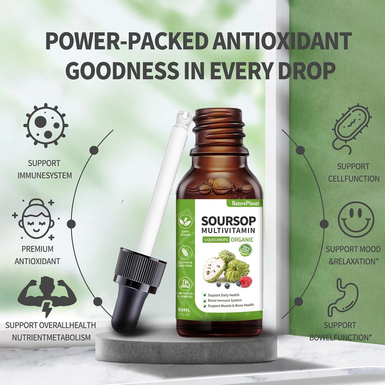 Soursop Multivitamin Liquid Drops, Bitters 2 Fl Oz (Pack of 1)