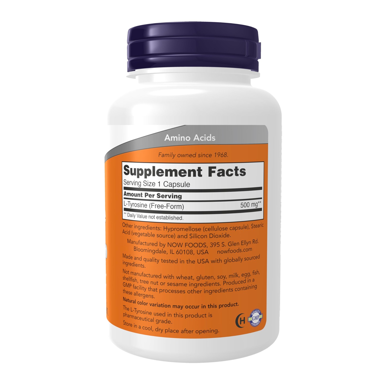 NOW Supplements, L-Tyrosine 500 mg, Supports 120 Count (Pack of 1), Off White
