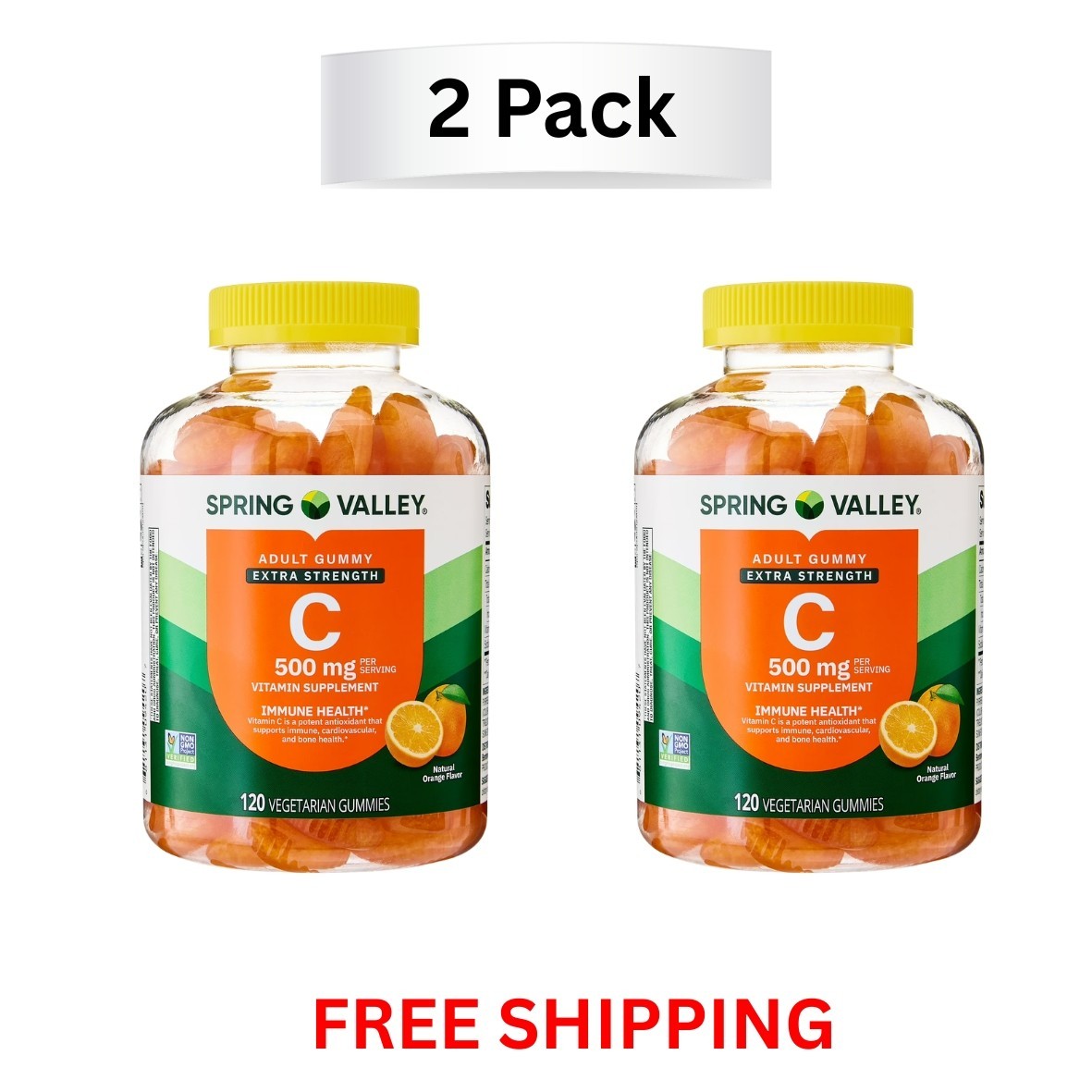(2 Pack) Spring Valley Vitamin C 500mg Chewable Tablets, Tropical Fruit, 200 Ct.