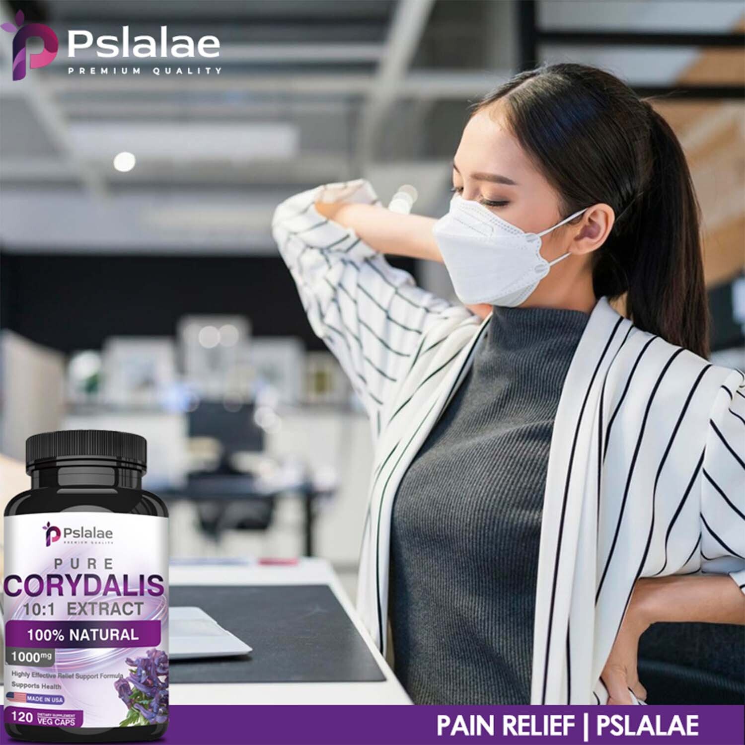 Corydalis Extract Capsules 1000mg – Pain Relief Formula, Relaxation, Non-GMO