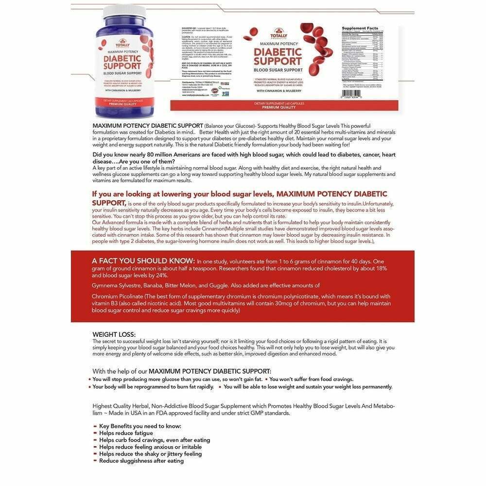 Glucose Balance Support Weight Management Energy Brain Health Supplement 60 Caps