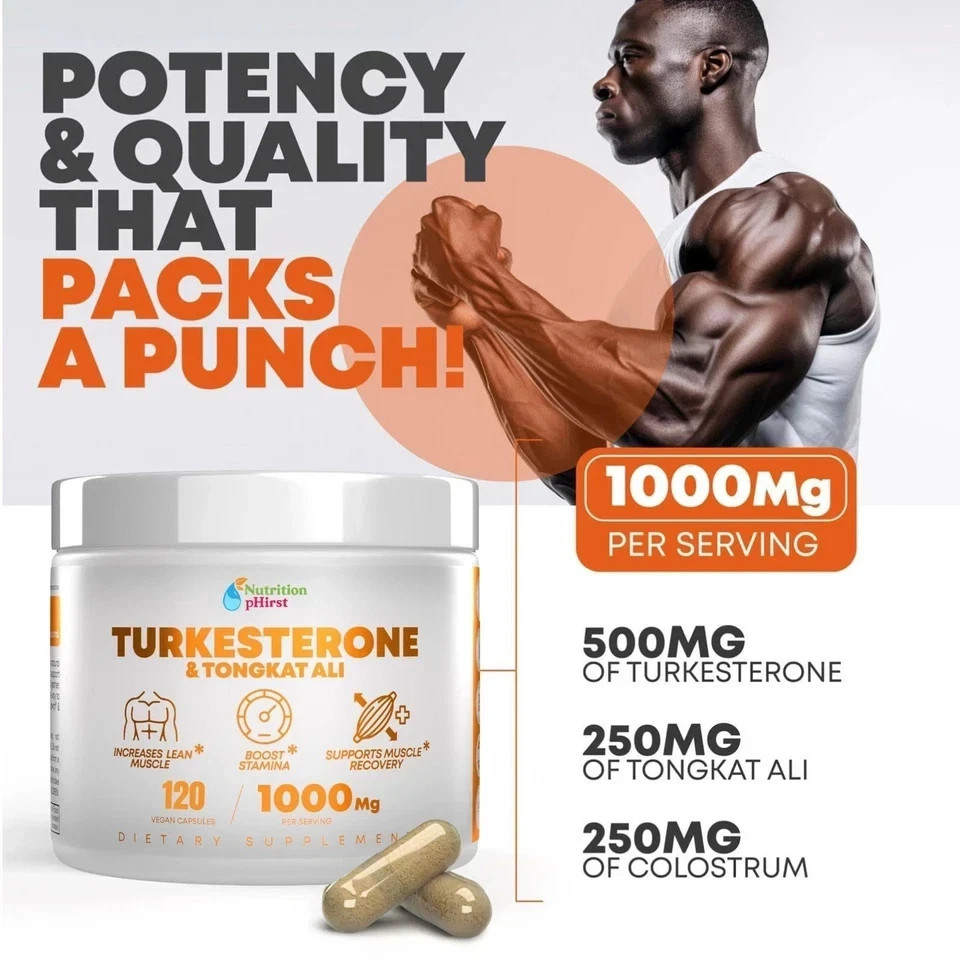 Turkesterone 1000mg Natural Capsules Supplement Muscle Growth & Recovery 120 pcs