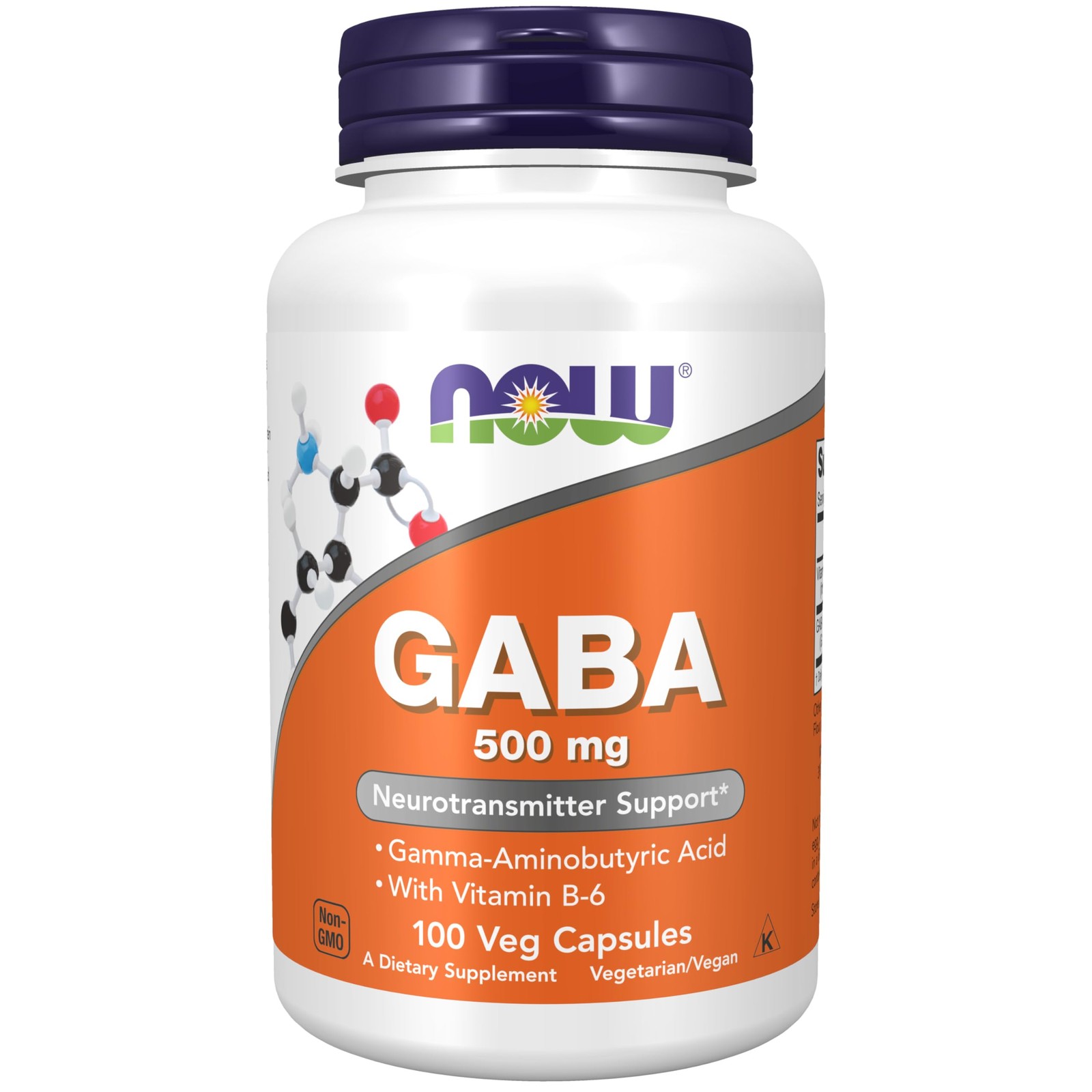 NOW Gaba 500mg, 100 Veg Capsules 100 Count (Pack of 1)