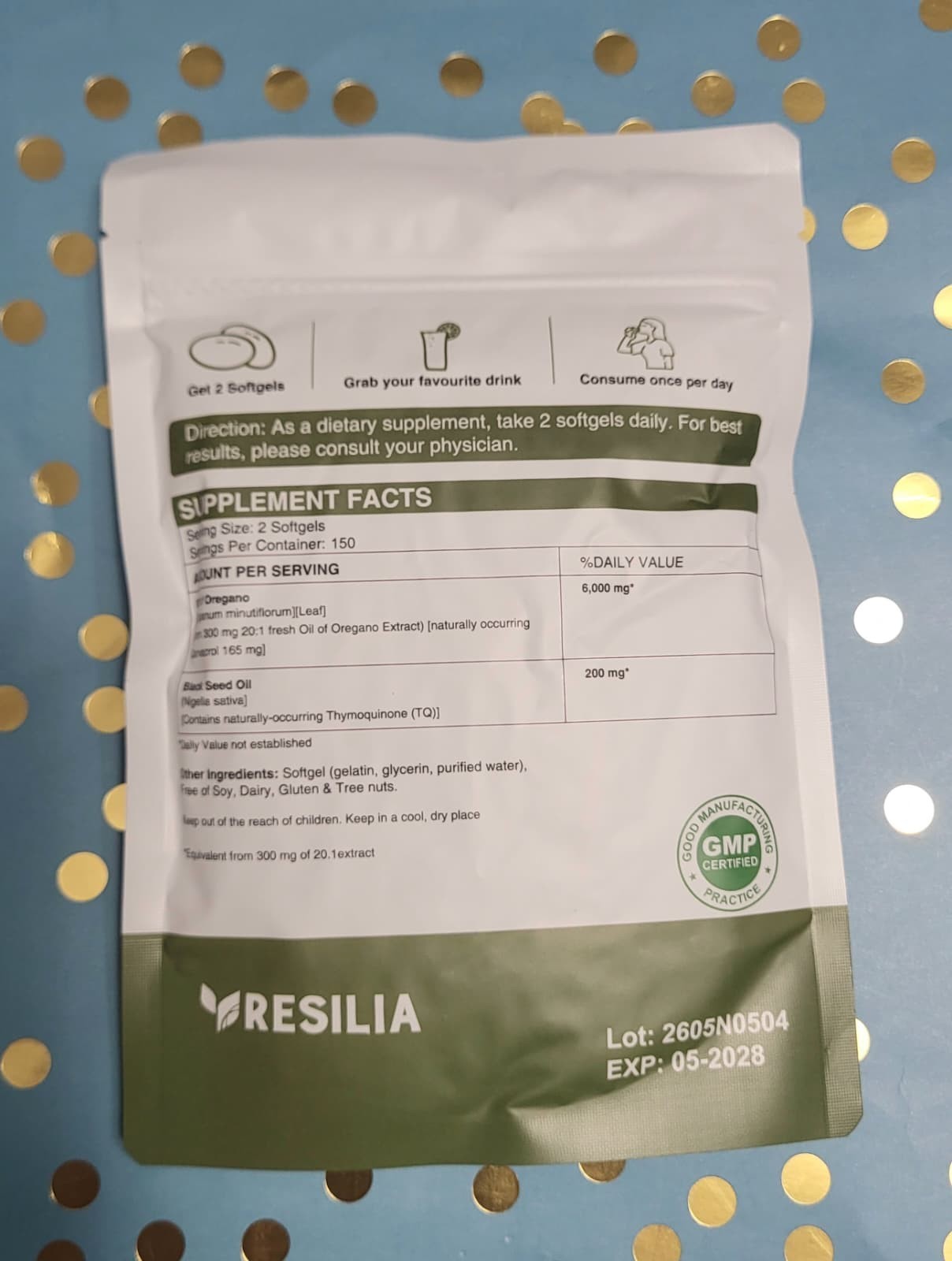 Resilia Black Seed Oil 6000mg Oregano Oil 300 Softgels Immune Digestive Support