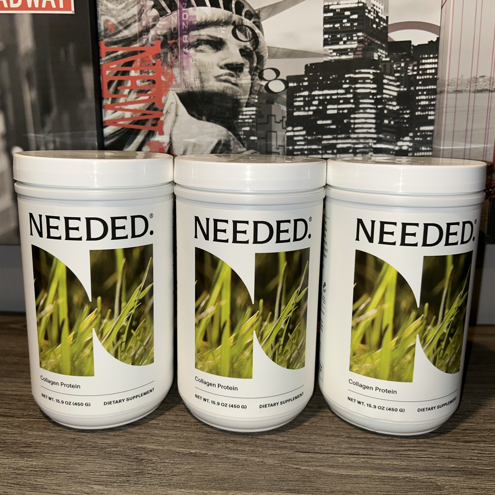 Collagen Protein Dietary Supplement 16 oz By Needed 3 Tubs