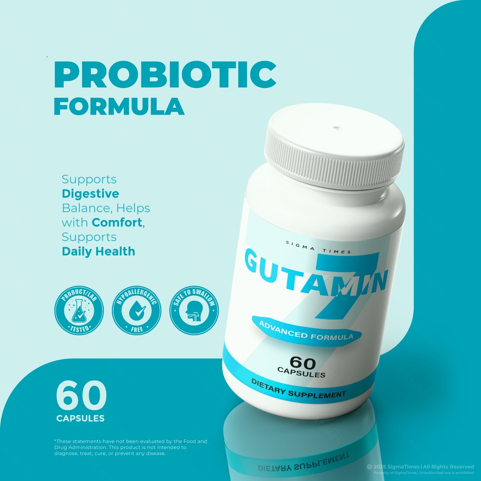 Gutamin 7 Capsules – Digestive Support, Gut Comfort & Balance Supplement -5 Pack