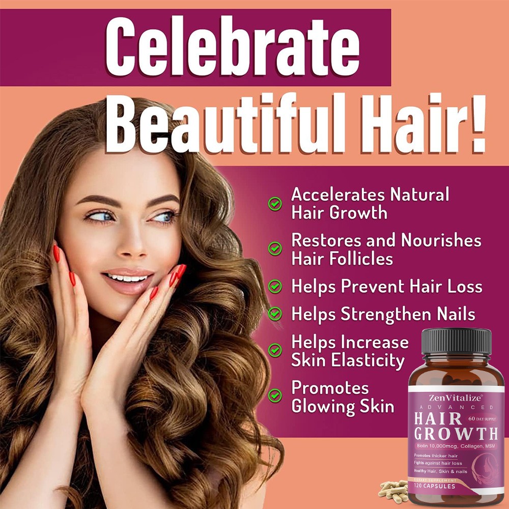 Advanced Hair Growth Supplement for Stronger Hair, Skin & Nails 30/60/120 Caps