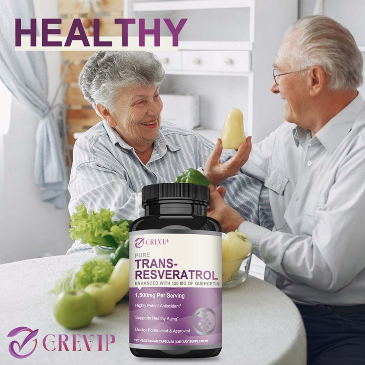 Trans-Resveratrol 1500mg – Supports Brain Function and Immune Function Health