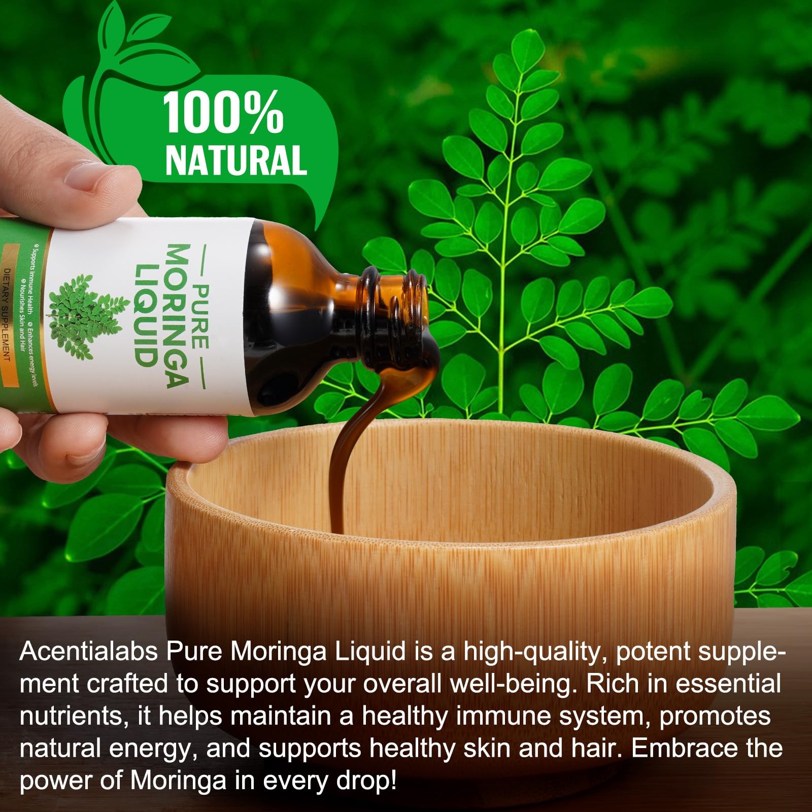 Pure Moringa Oleifera Liquid Drops for Energy,Organic 2 Fl Oz (Pack of 1)