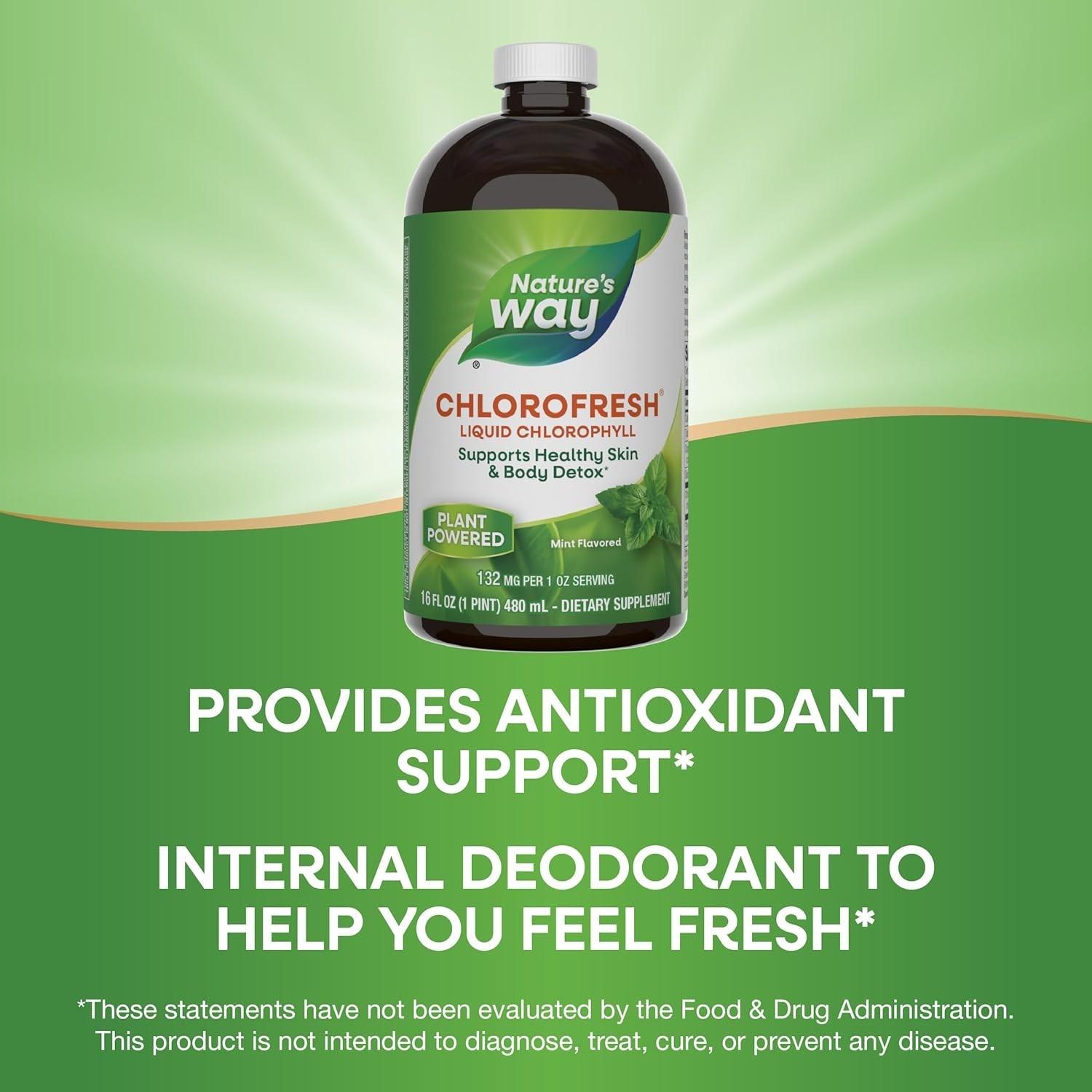 Nature’s Way Chlorofresh, Liquid Chlorophyll, Healthy Skin & Body Detox 16 Fl Oz
